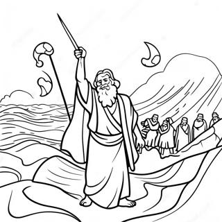 Moses Parting The Red Sea Coloring Page 35424-28019