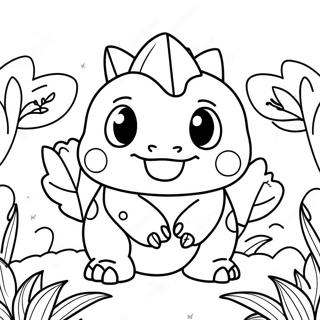 Cute Ivysaur In A Garden Coloring Page 35434-28033