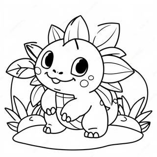 Cute Ivysaur In A Garden Coloring Page 35434-28034