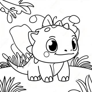 Cute Ivysaur In A Garden Coloring Page 35434-28035