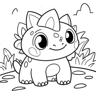 Cute Ivysaur In A Garden Coloring Page 35434-28036