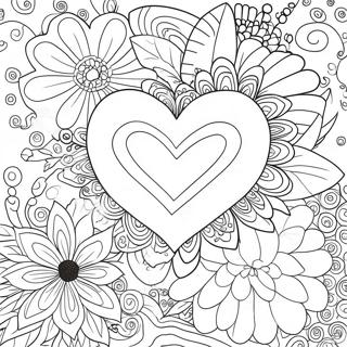 Hearts And Flowers Coloring Pages