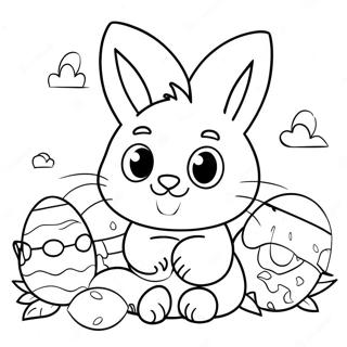 Playful Easter Cat With Eggs Coloring Page 35654-28198