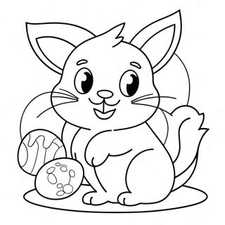 Playful Easter Cat With Eggs Coloring Page 35654-28199