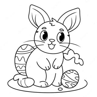 Playful Easter Cat With Eggs Coloring Page 35654-28200