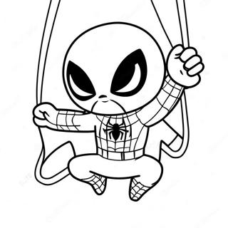 Chibi Spider Man Swinging Coloring Page 35684-28234