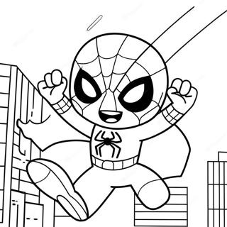 Chibi Spider-Man Svingende Fargeleggingsark 35684-28235