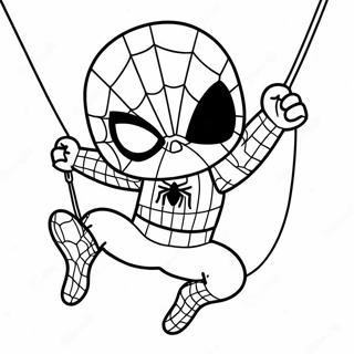 Chibi Spider Man Swinging Coloring Page 35684-28236