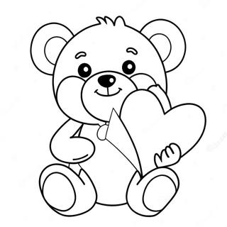 Cute Teddy Bear With Heart Coloring Pages