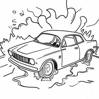 Exciting Car Crash Scene Coloring Page 35934-28424