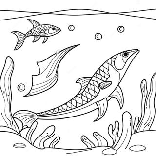 Swordfish Swimming In The Ocean Coloring Page 35973-28449