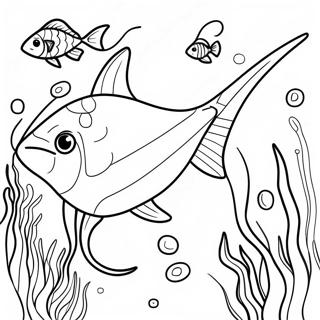 Swordfish Swimming In The Ocean Coloring Page 35973-28450