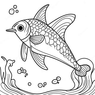 Swordfish Swimming In The Ocean Coloring Page 35973-28451