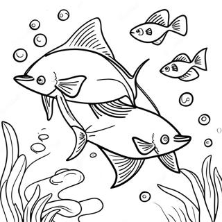 Colorful Swordfish Underwater Scene Coloring Page 35974-28454