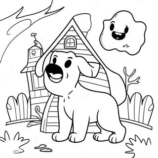 Spooky Cartoon Dog In A Haunted House Coloring Page 36014-28486