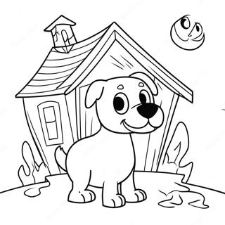 Spooky Cartoon Dog In A Haunted House Coloring Page 36014-28487