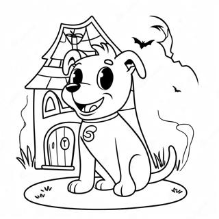 Spooky Cartoon Dog In A Haunted House Coloring Page 36014-28488