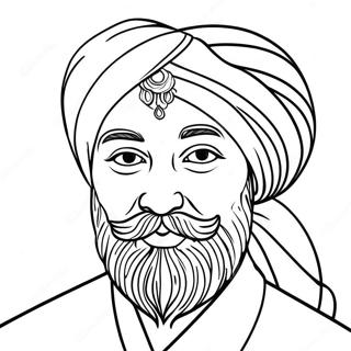 Colorful Sikh Turban Coloring Page 36084-28541