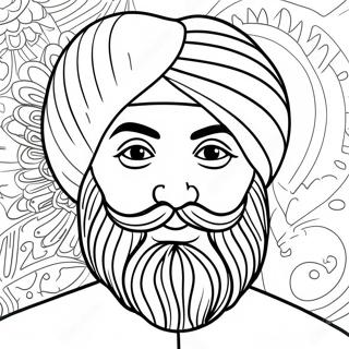 Colorful Sikh Turban Coloring Page 36084-28542