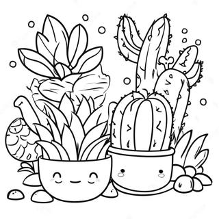 Cute Succulent Garden Coloring Page 3611-2878