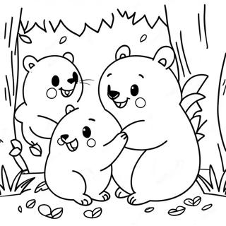 Playful Wombats In The Forest Coloring Page 36154-28593