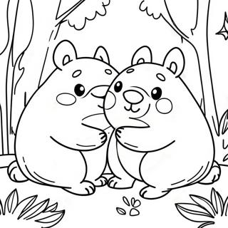 Playful Wombats In The Forest Coloring Page 36154-28595