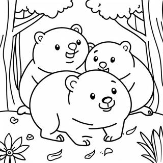 Playful Wombats In The Forest Coloring Page 36154-28596