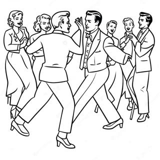 50s Rock And Roll Dance Party Coloring Page 36224-28641