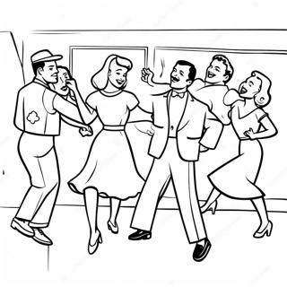 50s Rock And Roll Dance Party Coloring Page 36224-28642