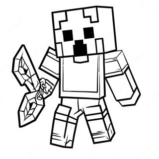 Minecraft Steve In Glanzend Diamanten Harnas Kleurplaat 36264-28678