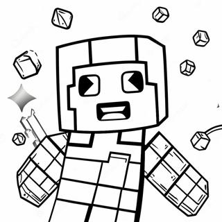 Minecraft Steve In Shiny Diamond Armor Coloring Page 36264-28679