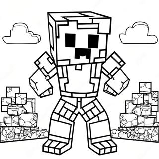 Minecraft Steve In Glanzend Diamanten Harnas Kleurplaat 36264-28680