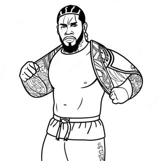 Jey Uso In Action Coloring Page 36314-28735