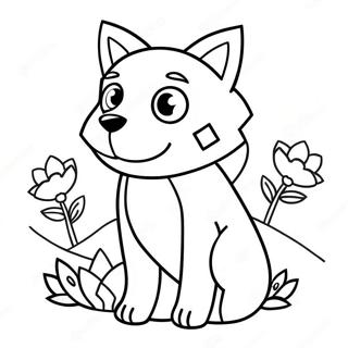 Cute Minecraft Fox With Flowers Coloring Page 36444-28818