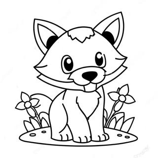 Cute Minecraft Fox With Flowers Coloring Page 36444-28819