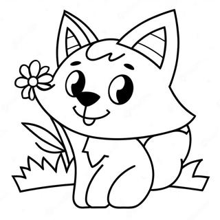 Cute Minecraft Fox With Flowers Coloring Page 36444-28820