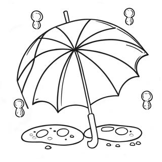 Cute Umbrella And Raindrops Coloring Page 36454-28829