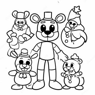 Fnaf Christmas Characters Coloring Page 36493-28864