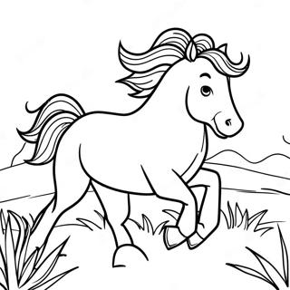 Realistic Wild Horse Galloping Coloring Page 3650-2920