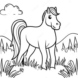 Majestic Wild Horse In A Meadow Coloring Page 3651-2905