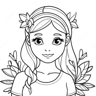 Monika With Flowers Coloring Page 36604-28953