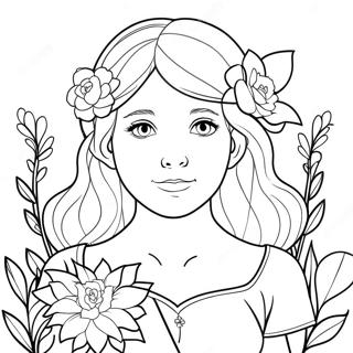 Monika With Flowers Coloring Page 36604-28954