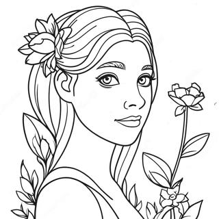 Monika With Flowers Coloring Page 36604-28956