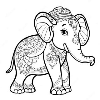 Colorful Thai Elephant Coloring Page 36674-29009