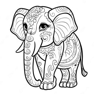 Colorful Thai Elephant Coloring Page 36674-29011