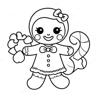 Gingerbread Girl With Candy Cane Coloring Page 36713-29037