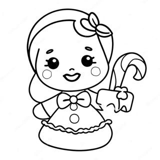 Gingerbread Girl With Candy Cane Coloring Page 36713-29038