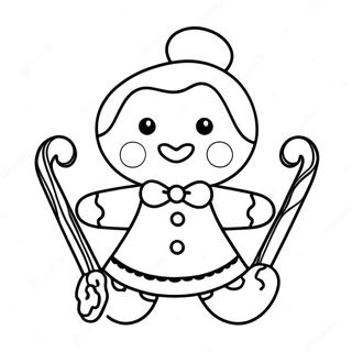 Gingerbread Girl With Candy Cane Coloring Page 36713-29040