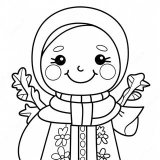 Cute Gingerbread Girl In A Winter Scarf Coloring Page 36714-29053