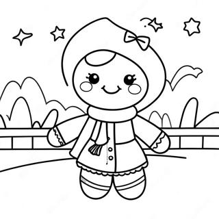 Cute Gingerbread Girl In A Winter Scarf Coloring Page 36714-29054